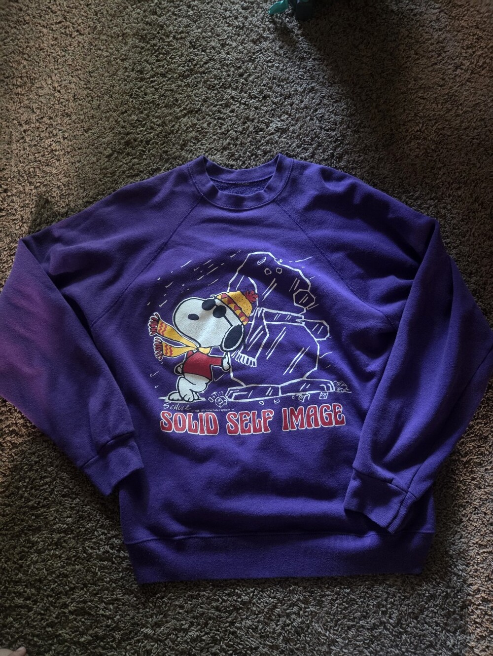 VintagePurple Snoopy Graphic Crewneck Sweater - Solid Self Image